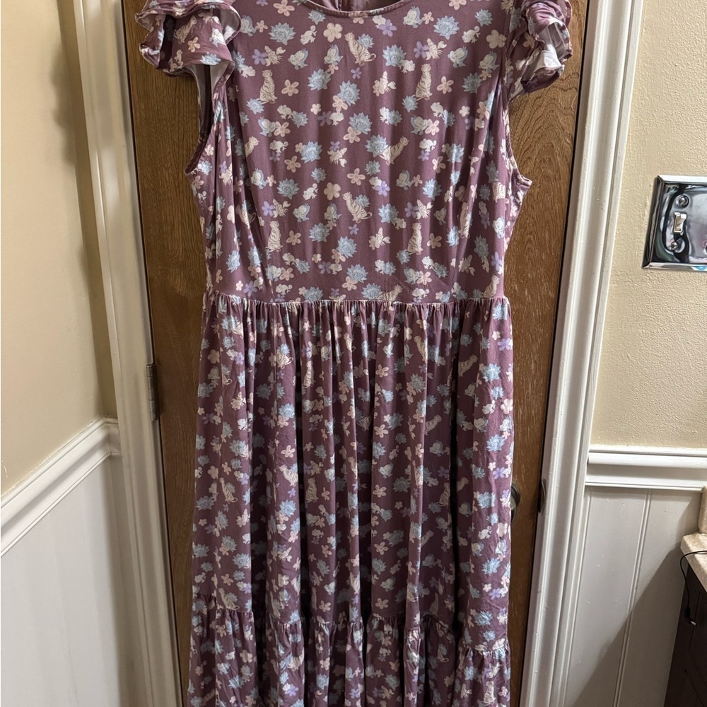 Her Universe Disney Princess Floral Sidekicks Allover Print Dress Purple Size 2 - Picture 2 of 14